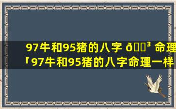 97牛和95猪的八字 🐳 命理「97牛和95猪的八字命理一样吗」